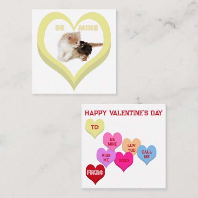 BE MINE Valentine's Critters Conversation Hearts Card (Front/Back)