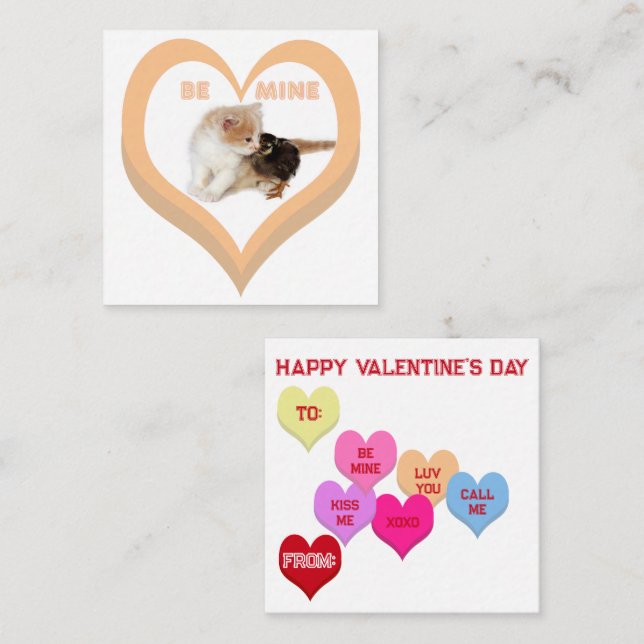 BE MINE Valentine's Critters Conversation Hearts Card (Front/Back)