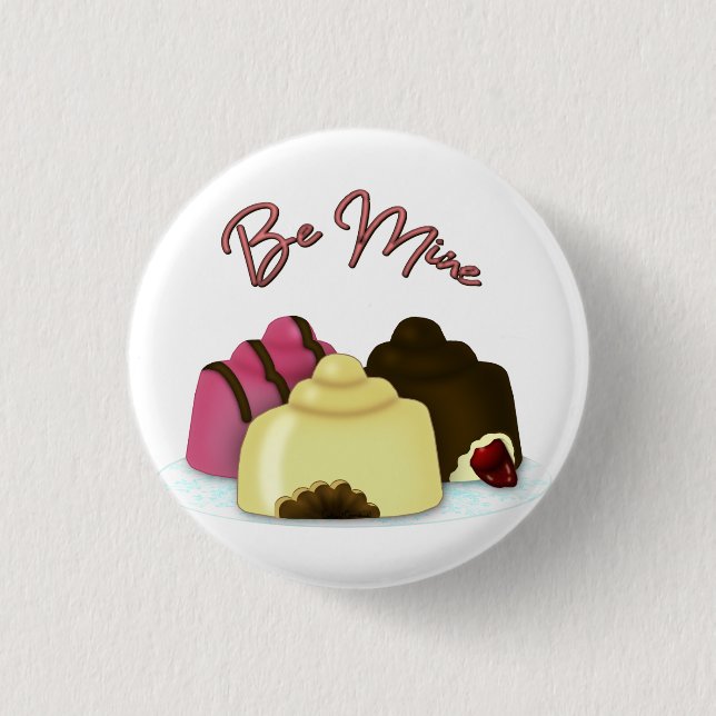 Be Mine Valentine's Day Candy 1 Inch Round Button (Front)