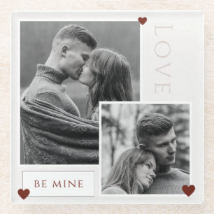 Be Mine Valentine's Day Couple Photo Love Glass Coaster