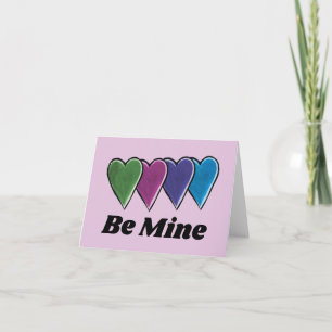 Be Mine Valentine's Day Hearts Lovers Cute         Card