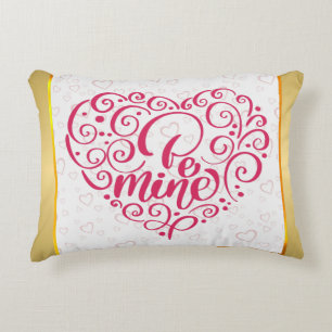 Be Mine" Vintage Text: Happy Valentine's Day Accent Pillow