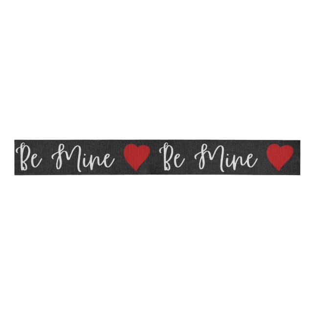 Be Mine White Glitter Valentine's Grosgrain Ribbon (Front)