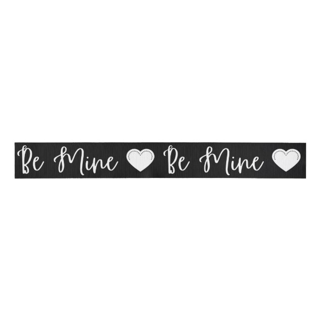 Be Mine White Valentine's Grosgrain Ribbon (Front)