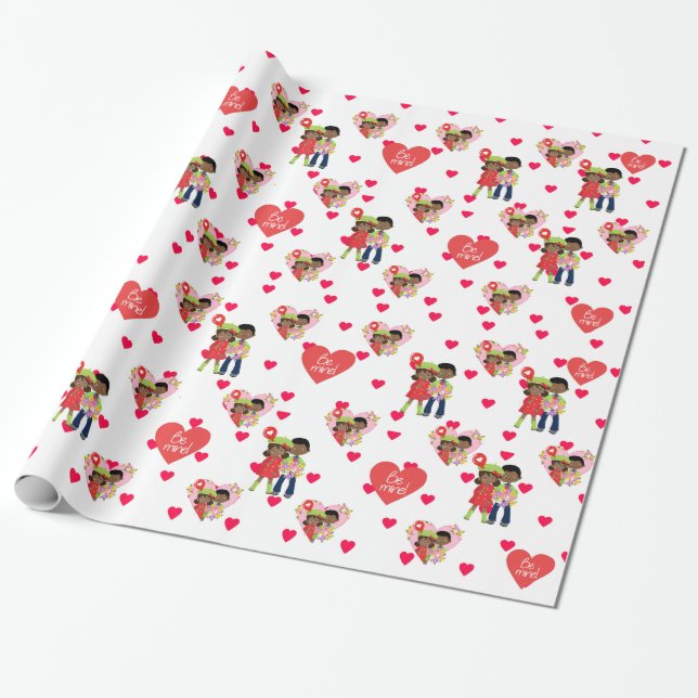 Be Mine  Wrapping Paper, Glossy Wrapping Wrapping Paper (Unrolled)
