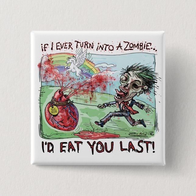Be Mine Zombie Valentine 2 Inch Square Button (Front)