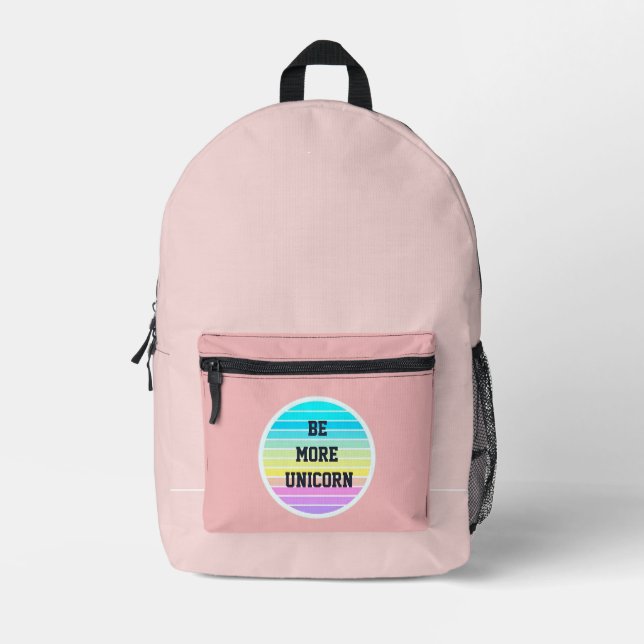 "be more unicorn" powder pink backpack (Front)