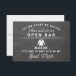 Be My Best Man Card - Rustic Chalkboard<br><div class="desc">Pop the question with this humourous and charming flat card. Personalize the front with his name and the back with your own personal message. Simply edit the name and the message on the back, select a quantity of "1" and add to cart. Create personalized cards for the entire wedding party!...</div>