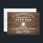 Be My Best Man Card - Rustic Wood<br><div class="desc">Pop the question with this humorous and charming flat card. Personalize the front with his name and the back with your own personal message. Simply edit the name and the message on the back, select a quantity of "1" and add to cart. Create personalized cards for the entire wedding party!...</div>