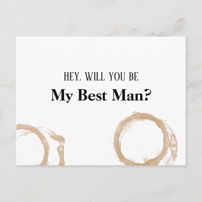 Be My Best Man Coffee Stains Invitation Postcard (Front)