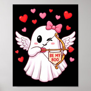 Be My Boo Cupid Ghost Valentine Angel Wings Love H Poster