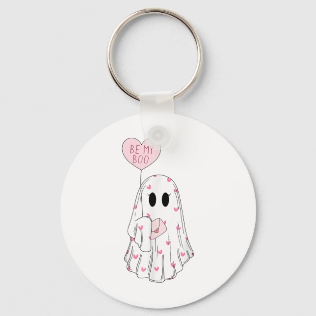Be My Boo Ghost Funny Valentines Day  Keychain (Front)