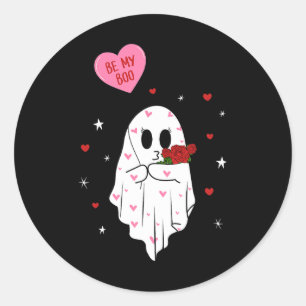 Be My Boo Valentine Ghost With Bylloon Happy V Day Classic Round Sticker