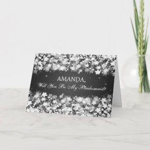 Be My Bridesmaid Dazzling Stars Black Invitation