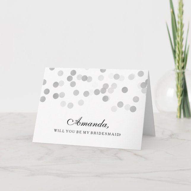 Be My Bridesmaid Faux Silver Foil Glitter Lights Invitation (Front)