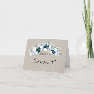 Be My Bridesmaid Floral Wreath Invitation
