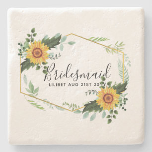 Be My Bridesmaid Flowergirl Maid Honour Thank You Stone Coaster