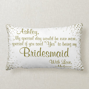 Be My Bridesmaid   Gold Confetti Coffee Mug Lumbar Pillow