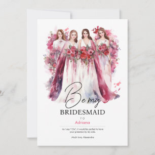 Be my Bridesmaid in Watercolor Wedding Invitation
