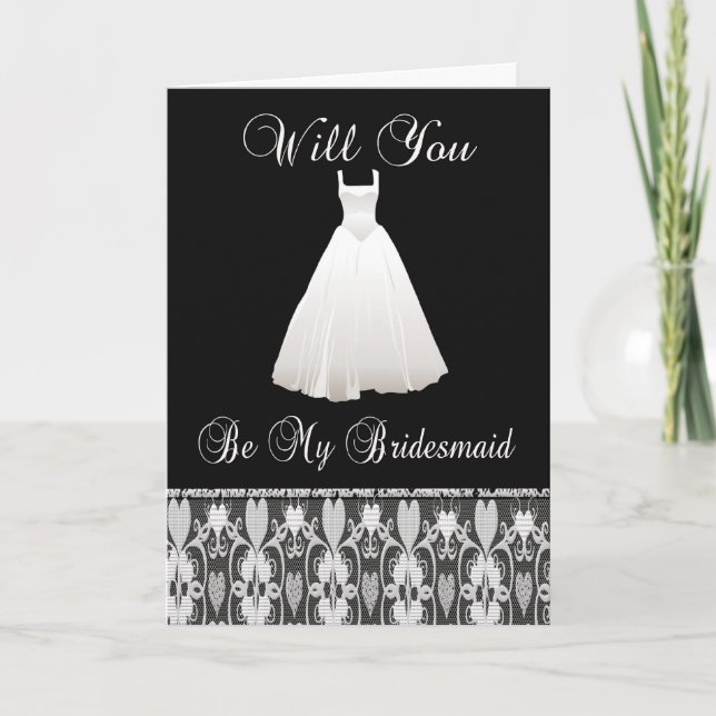 Be My Bridesmaid Invitation With Lace (Front)