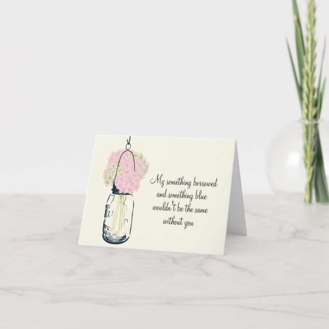 Be My Bridesmaid Mason Jar and Hydrangeas Invitation (Front)