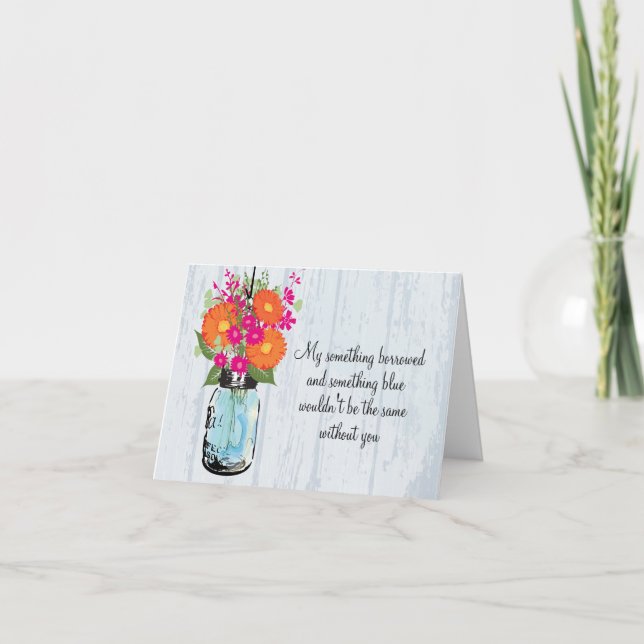 Be My Bridesmaid Mason Jar Gerber Daisies Invitation (Front)