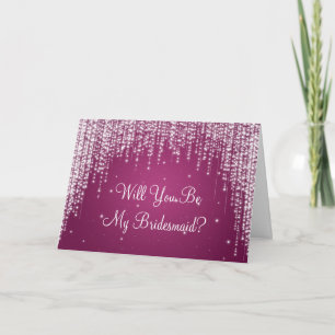 Be My Bridesmaid Night Dazzle Berry Pink Invitation