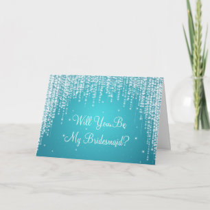 Be My Bridesmaid Night Dazzle Blue Invitation
