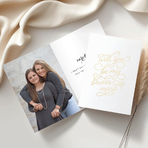 Be My Bridesmaid   Personalized Photo Gold Foil Card