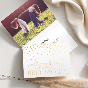 Be My Bridesmaid   Personalized Photo Gold Foil Card
