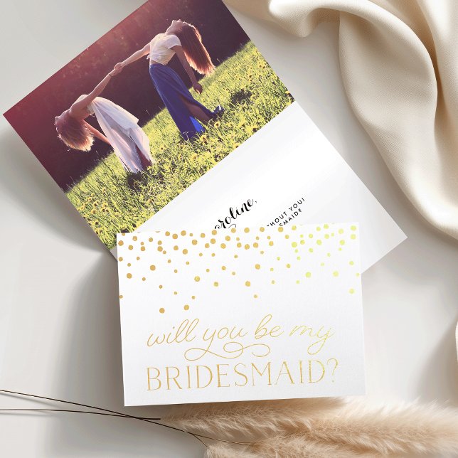 Be My Bridesmaid | Personalized Photo Gold Foil Card (Creator Uploaded)