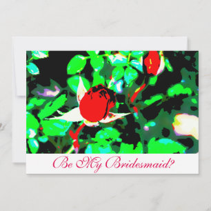 Be my bridesmaid red rose invitation