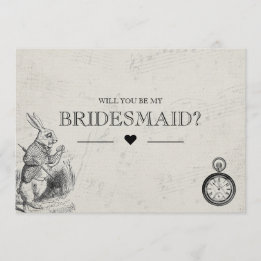 Be My Bridesmaid Vintage Alice in Wonderland Invitation