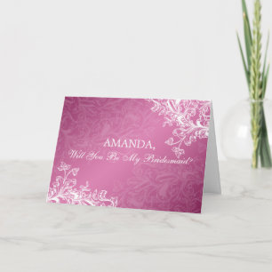 Be My Bridesmaid Vintage Swirls  Pink Invitation