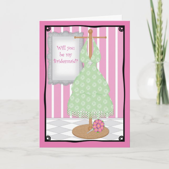 Be My Bridesmaid Whimsical Dress Shop Invitation (Front)