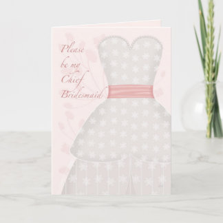 Be My Chief Bridesmaid Lace Gown Coral Invitation