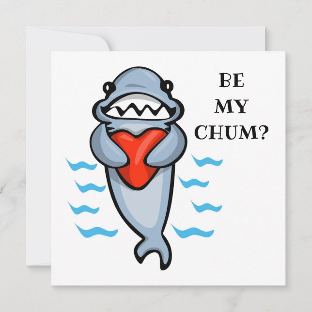 Be My Chum Valentine Shark Invitation (Front)