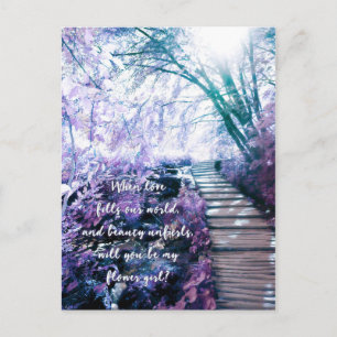 be my flower girl enchanted forest postcard