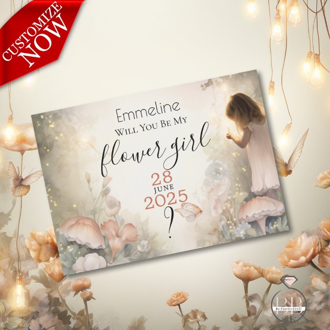 Be My Flowergirl Fairy Woodland Haven Invitation (Easy to Customize)
