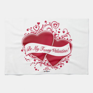 Be My Funny Valentine! Red Hearts Kitchen Towel