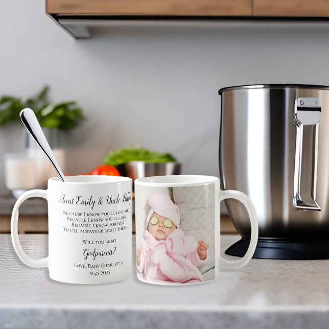 Be My Godparents Proposal Photo Invite Coffee Mug (Creator Uploaded)