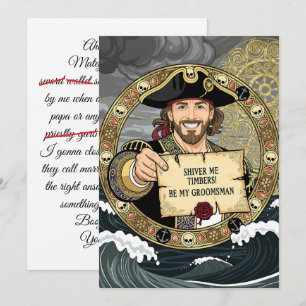 Be My Groomsman Brave Pirate Invitation