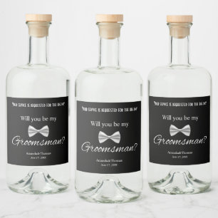 Be My Groomsman Proposal Modern Wedding Liquor Bottle Label
