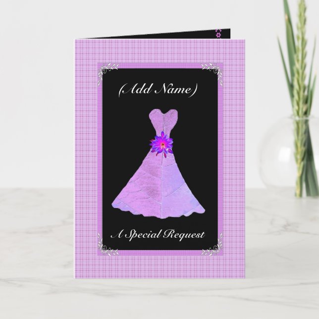 Be My Junior Bridesmaid  - PURPLE Leaf Dress Invitation (Front)