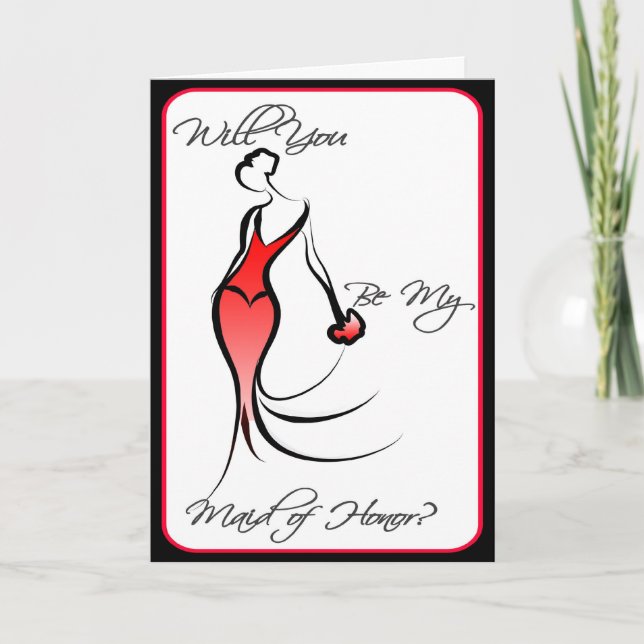 Be My Maid of Honour Bridal Party Invitation Card (Front)