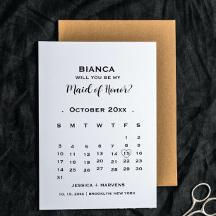 Be my maid of honour calendar proposal card
