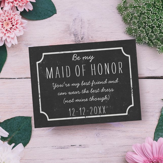 Be My Maid of Honour Chalkboard Wedding Proposal Magnetic Invitation (Something chalkboard for your Maid of Honor request )