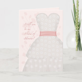 Be My Maid of Honour Lace Gown Coral Invitation