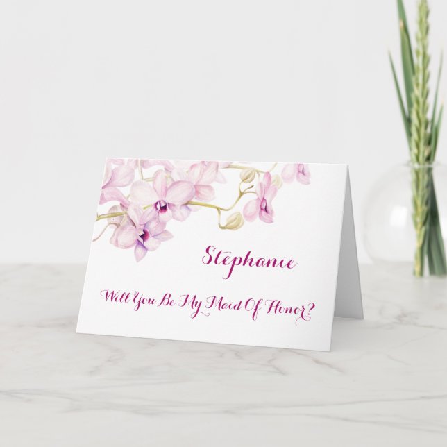 Be My Maid Of Honour Purple Orchid Invitation (Front)