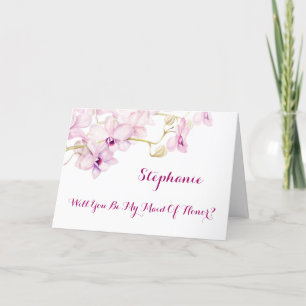 Be My Maid Of Honour Purple Orchid Invitation